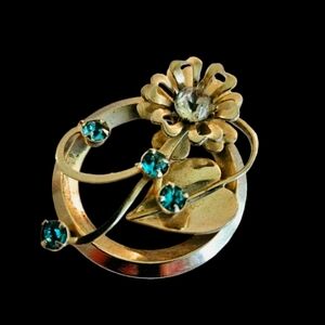 Vintage Blue Rhinestone Brooch